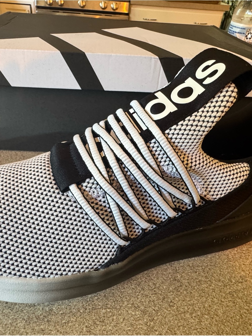 adidas Lite Racer Adapt 7 Black & White Knit Sneakers